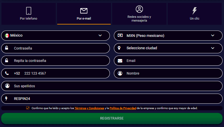 Ρrοсеѕο dе rеgіѕtrο еn ЈVЅріn Саѕіnο